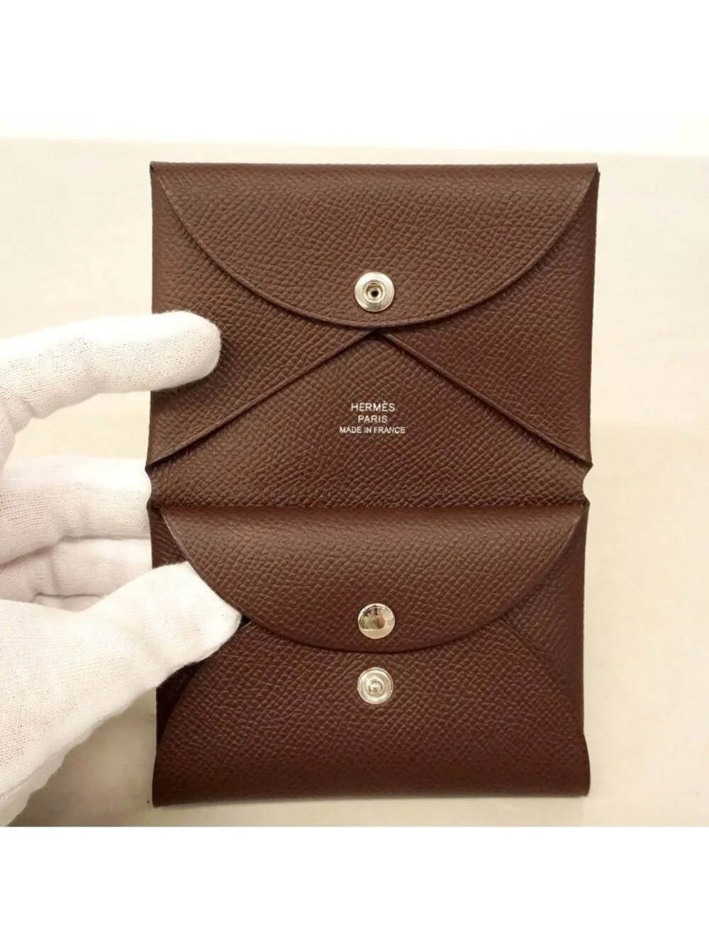 Hermes Coin Purse Calvi Duo Veau Epsom Tail Silver